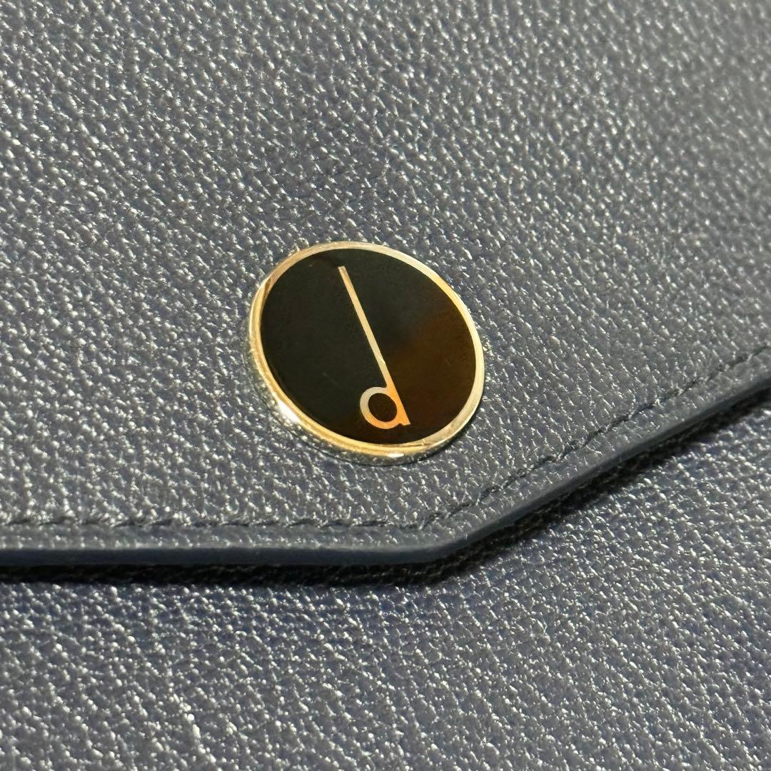 極美品✨ 現行 ダンヒル ショルダーバッグ レザー シボ革 dロゴ ネイビー