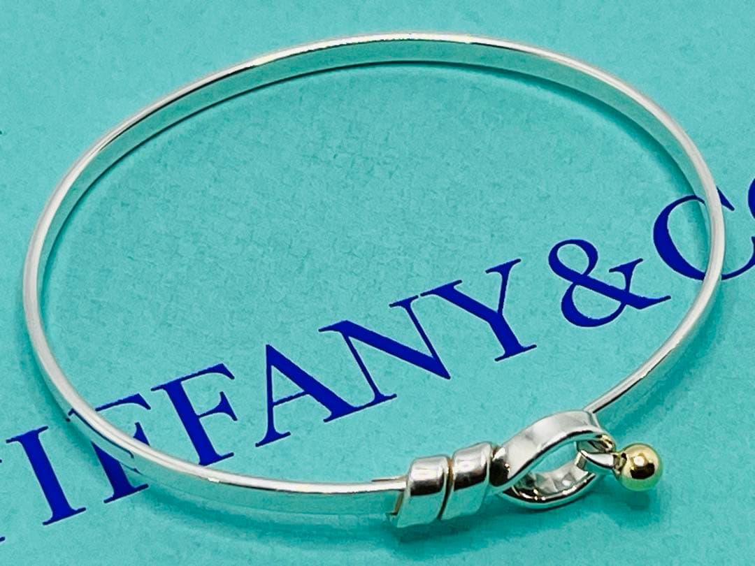 c630 美品　ティファニー　ラブノット　フック&アイ　バングル　750/925