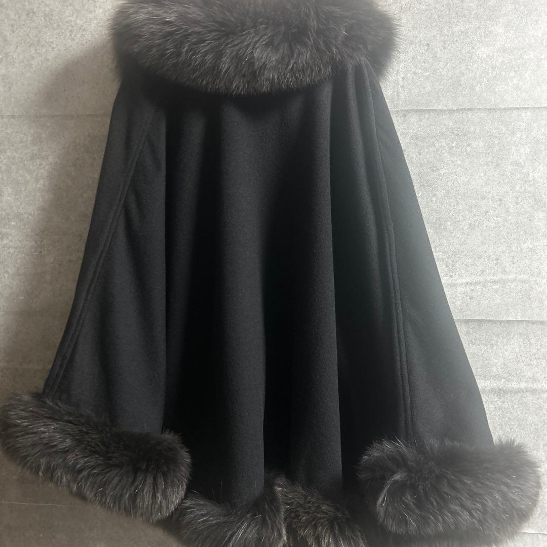 saga furs カシミヤ ブルーフォックス ケープ ポンチョ