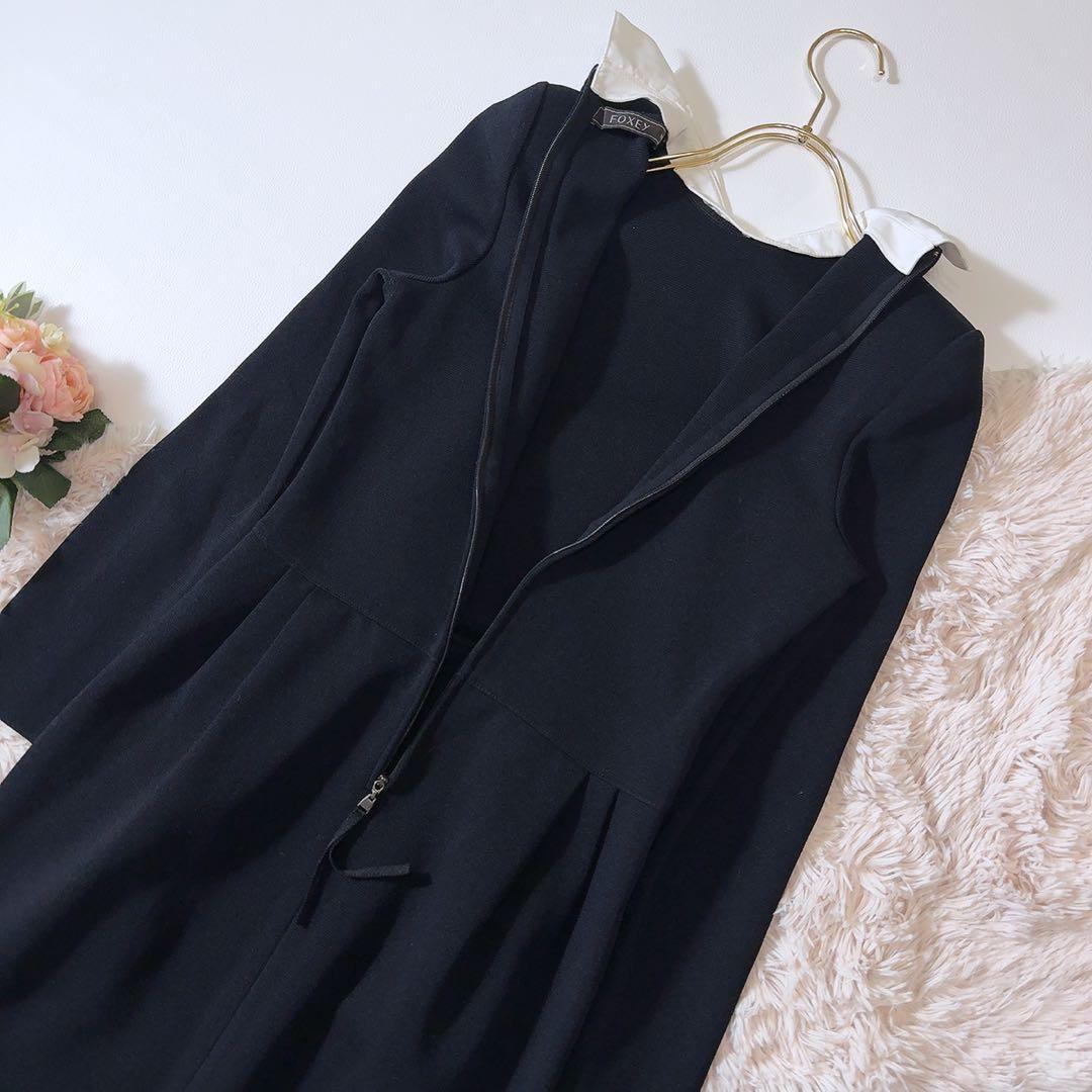 極美品ꕥフォクシーブティック グラシュー 白襟ワンピース 2WAY 38