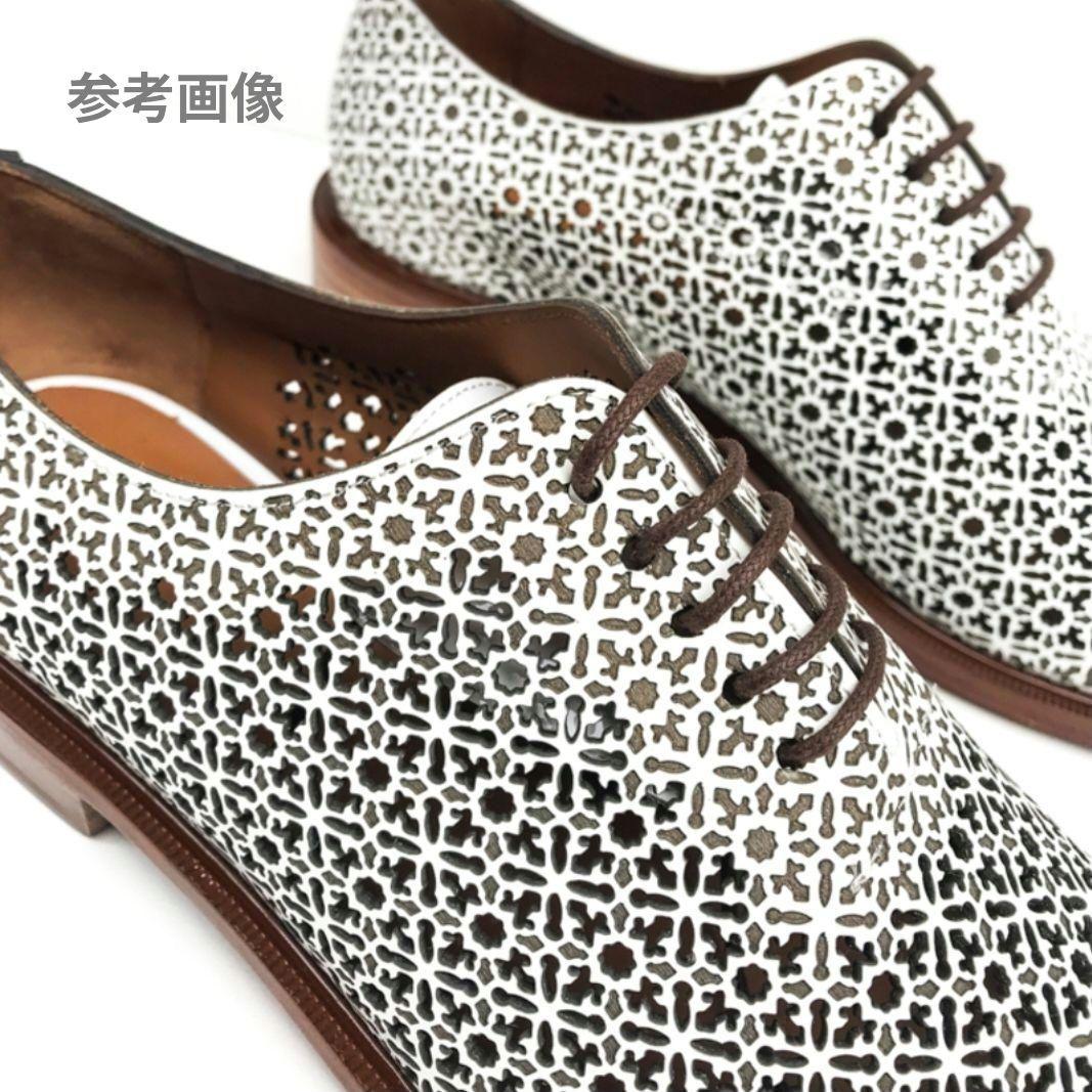 希少モデル【極美品】ロベールクレジュリー カットワークレースアップレザーシューズ