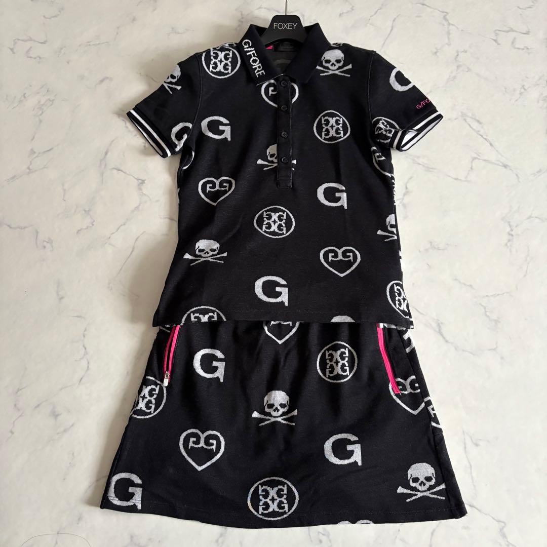 G/FORE ジーフォア ポロシャツ スカート セットアップ 総柄 スカル 36