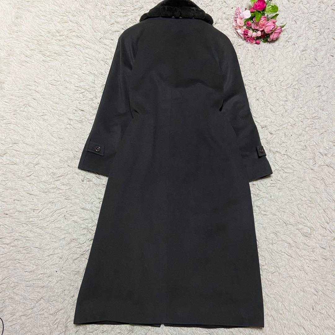 【カシミヤ100%】クスト ロングコート 毛皮 ヌートリア ダークグレー L