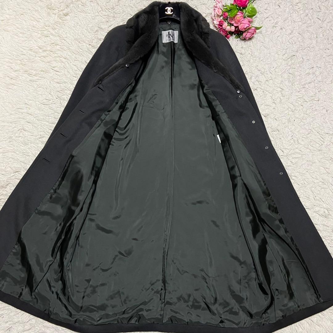 【カシミヤ100%】クスト ロングコート 毛皮 ヌートリア ダークグレー L