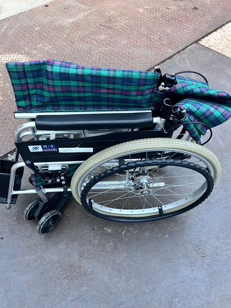 ミキ MiKi 介助型車椅子 折りたたみ MPCN-46JDグリーンチェック柄