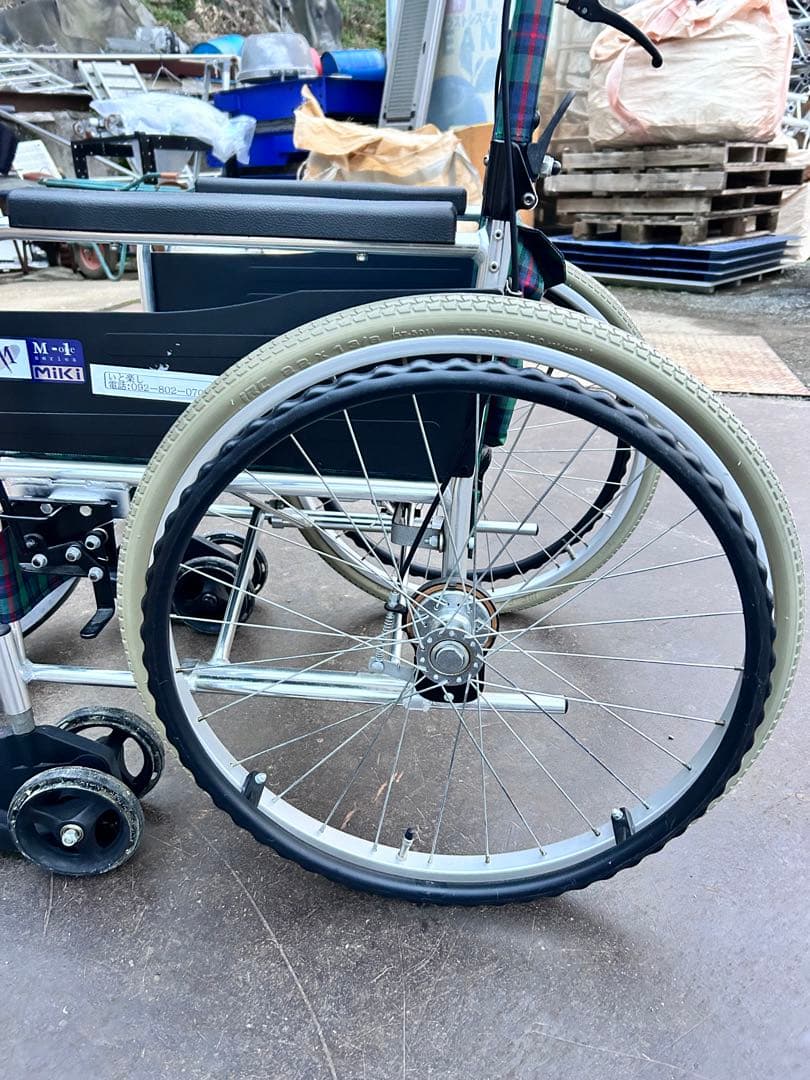 ミキ MiKi 介助型車椅子 折りたたみ MPCN-46JDグリーンチェック柄