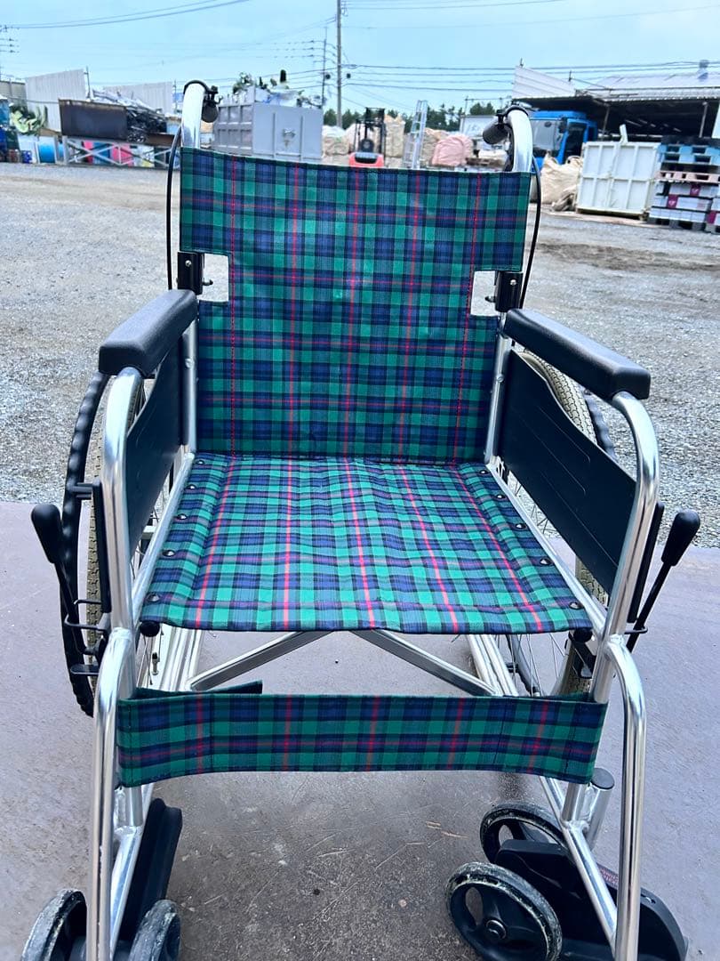 ミキ MiKi 介助型車椅子 折りたたみ MPCN-46JDグリーンチェック柄
