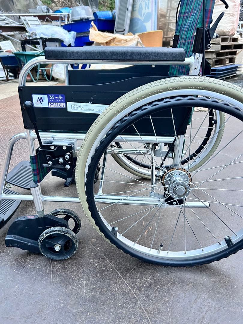 ミキ MiKi 介助型車椅子 折りたたみ MPCN-46JDグリーンチェック柄