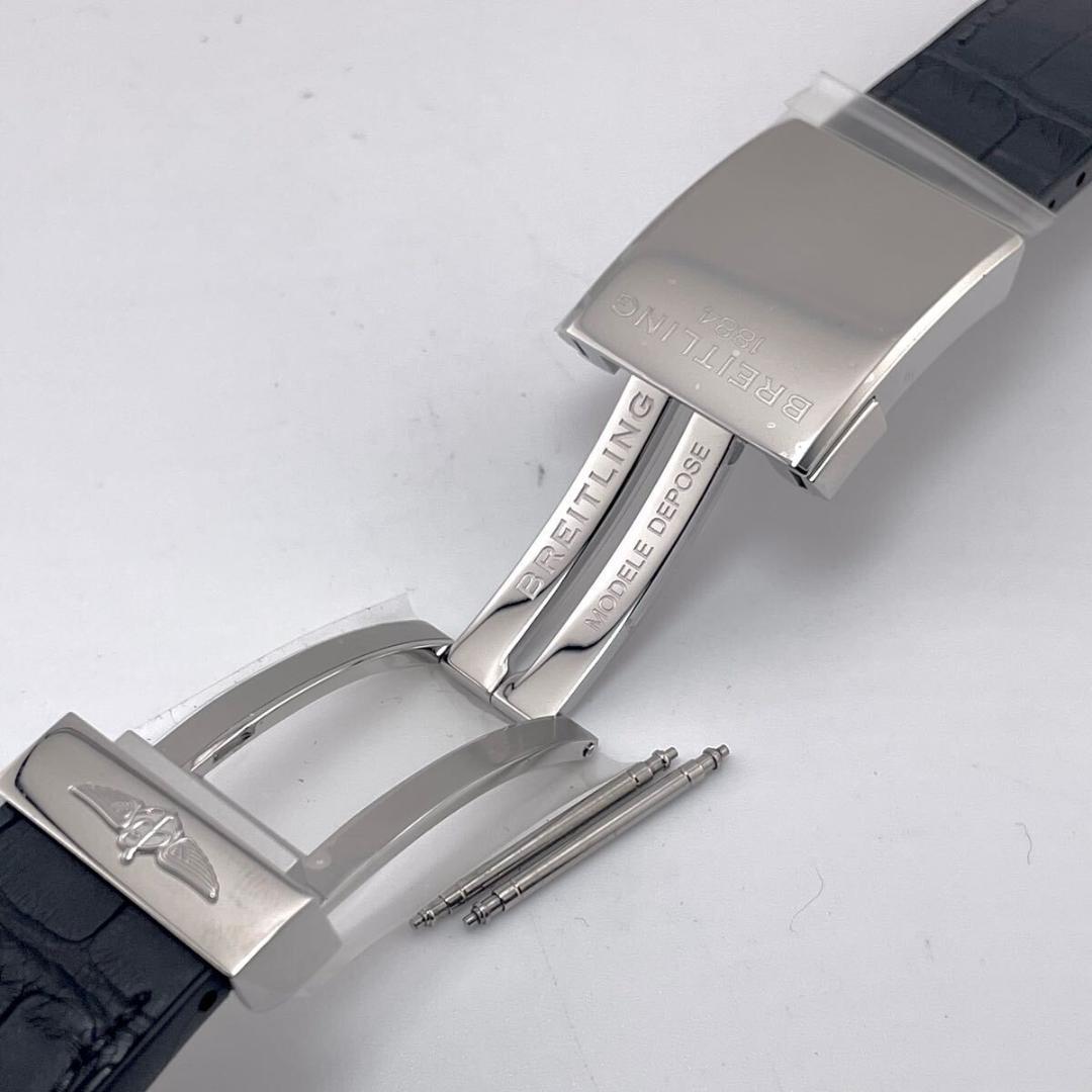 激レア】ブライトリング クロコラバー ベルト Dバックル 22-20 黒 鏡面