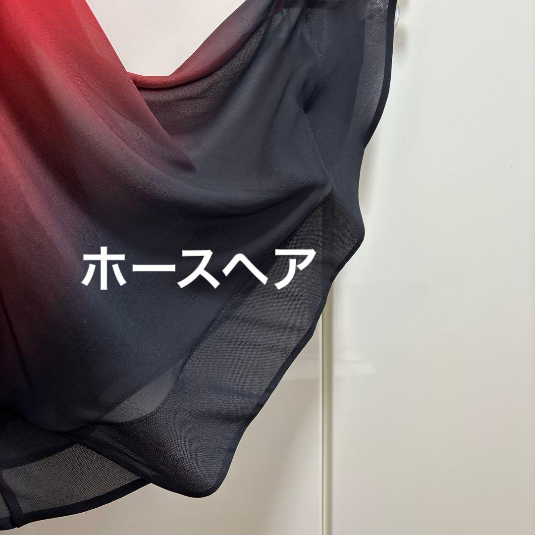 社交ダンス衣装、社交ダンスドレス、赤と黒のグラデーションワンピース