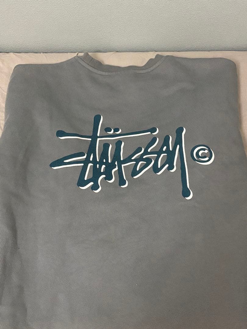 Stussy グレー スウェット 青　ブルー　L