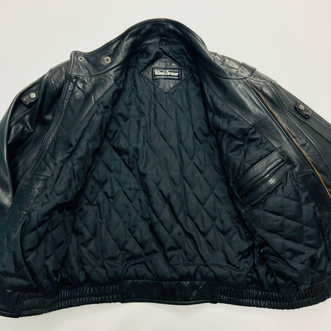【希少サイズ】　Wind Armor ライダースジャケット　バイカー　牛革　光沢