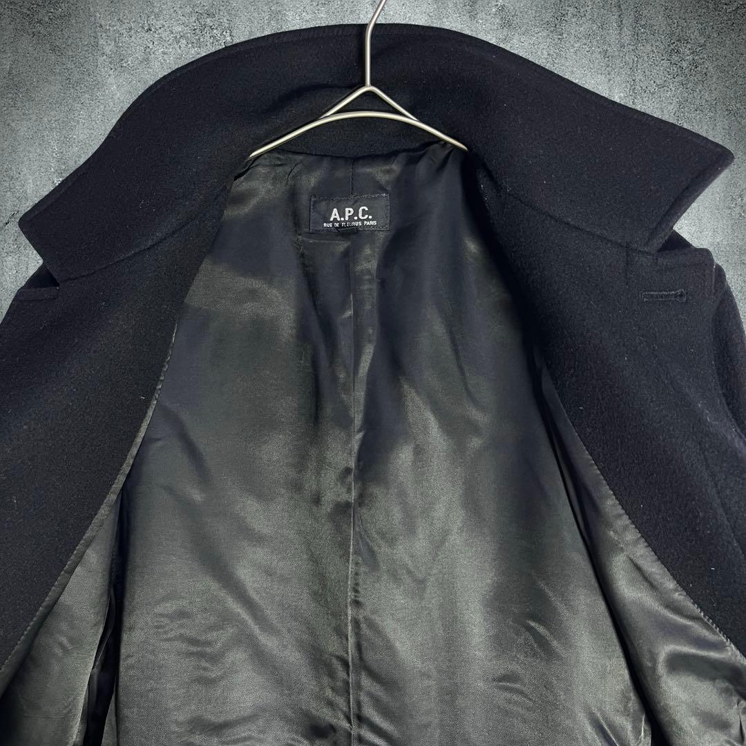 A.P.C. ウール メルトン チェスターコート M ベルト付き 美品 黒