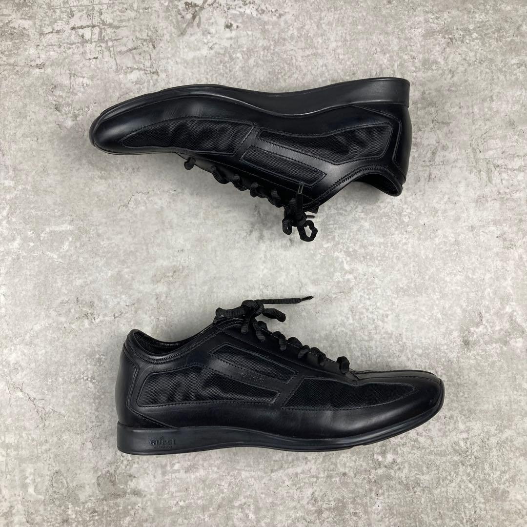 GUCCI グッチ　レザー　メッシュ　スニーカー　37 ブラック　BLACK