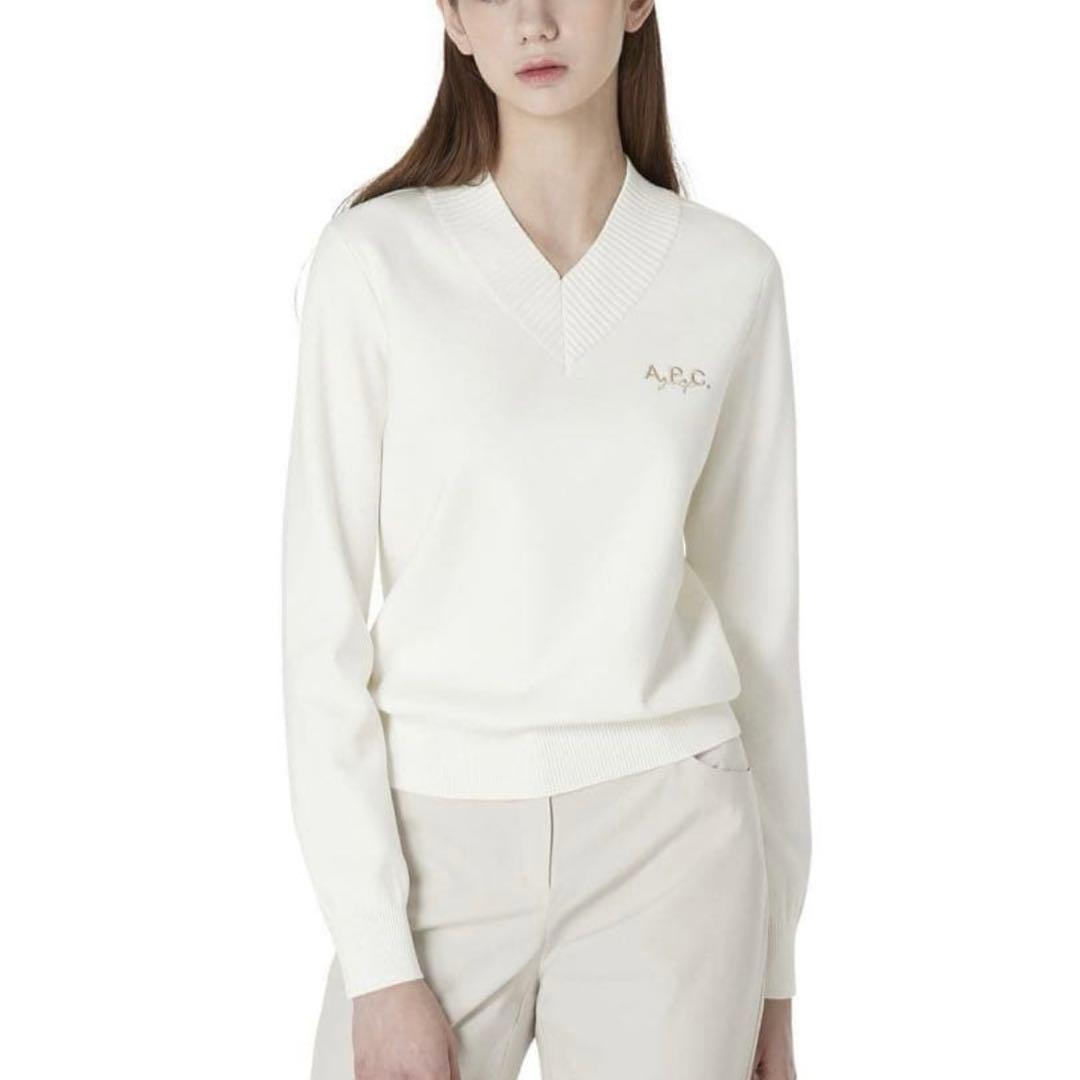 即発送！お値下げ歓迎♡ A.P.C. ホワイト Vネック セーター