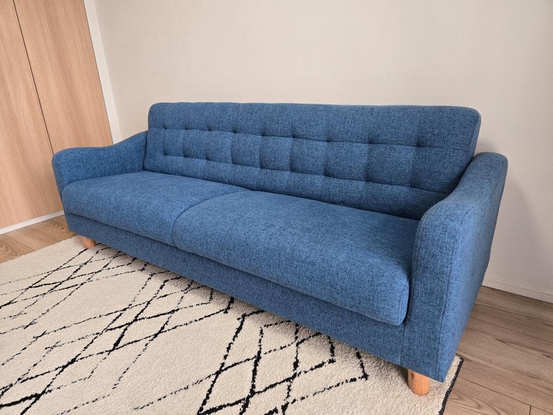 ブルーファブリック ソファベッド