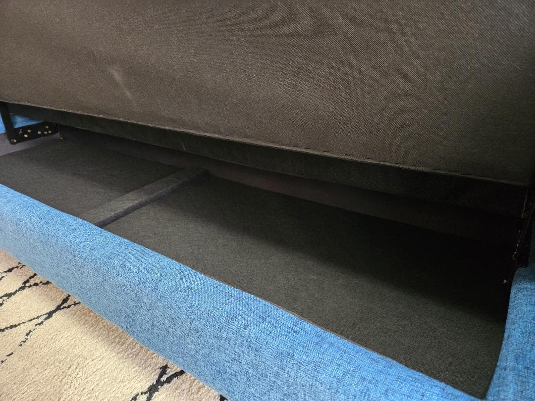 ブルーファブリック ソファベッド