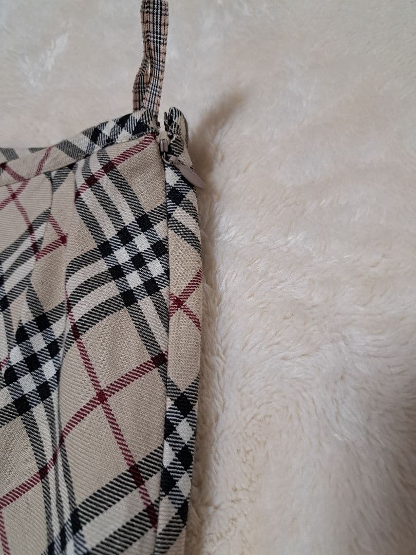 バーバリーブルーレーベル　ひざ丈スカート　ノバチェック　フレア　コットン　38