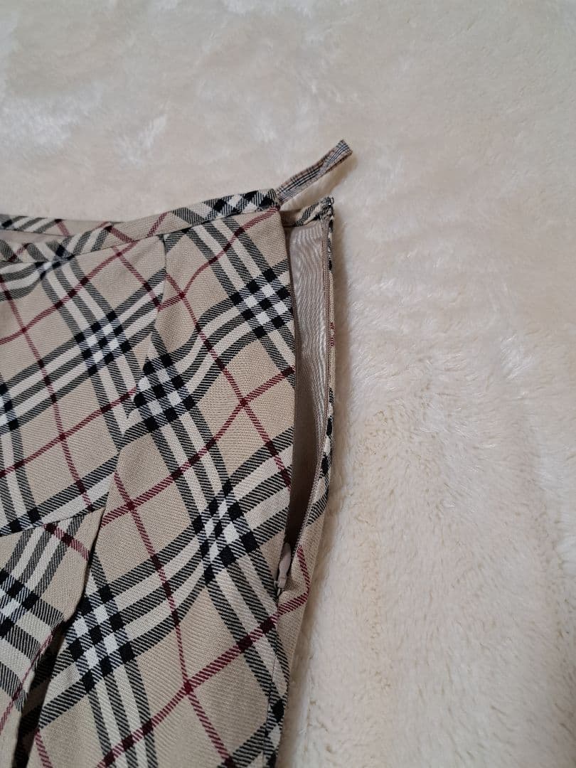 バーバリーブルーレーベル　ひざ丈スカート　ノバチェック　フレア　コットン　38