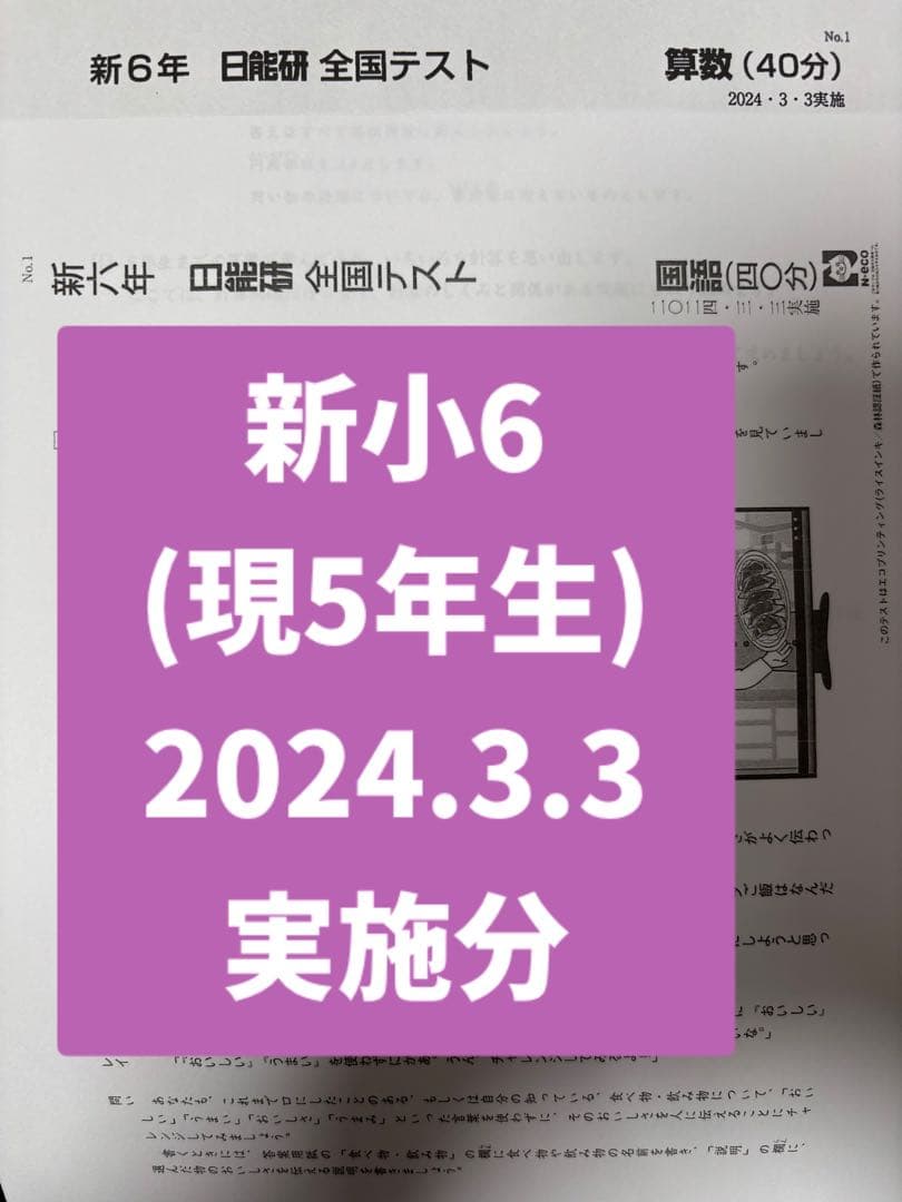 新小6】日能研 全国テスト 2024年3月実施分 - メルカリ