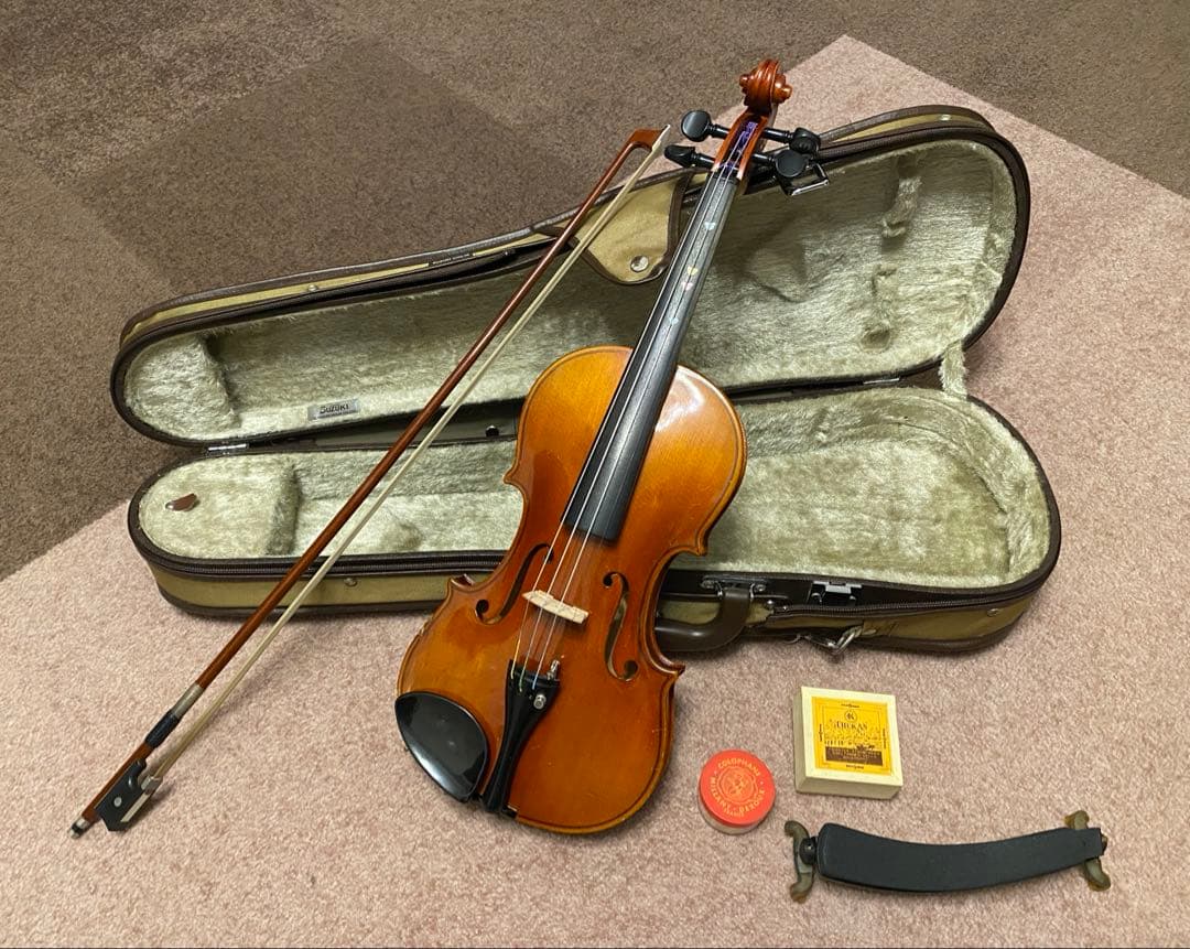 スズキバイオリン 1/2サイズ ケース・松脂・肩当て付き