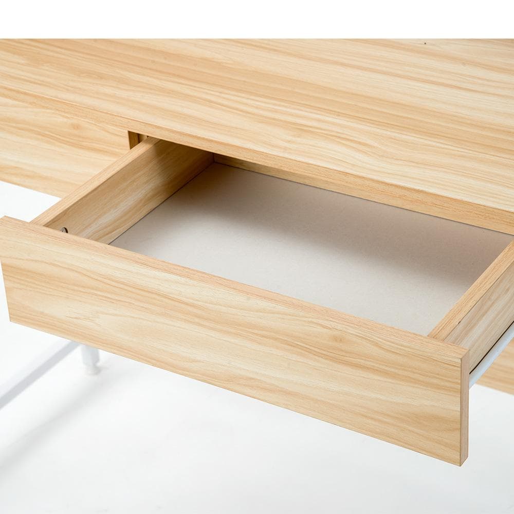 ナチュラル】パソコンデスク 引き出し付き 収納台 ミシン台 学習机 勉強机