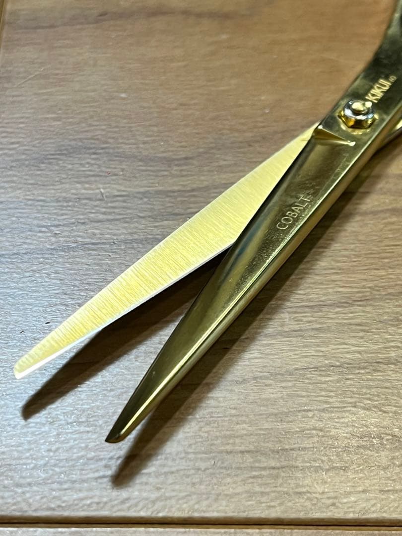 キクイシザー KIKUI 6インチ　コバルト　別注チタンゴールド クリスタル加工