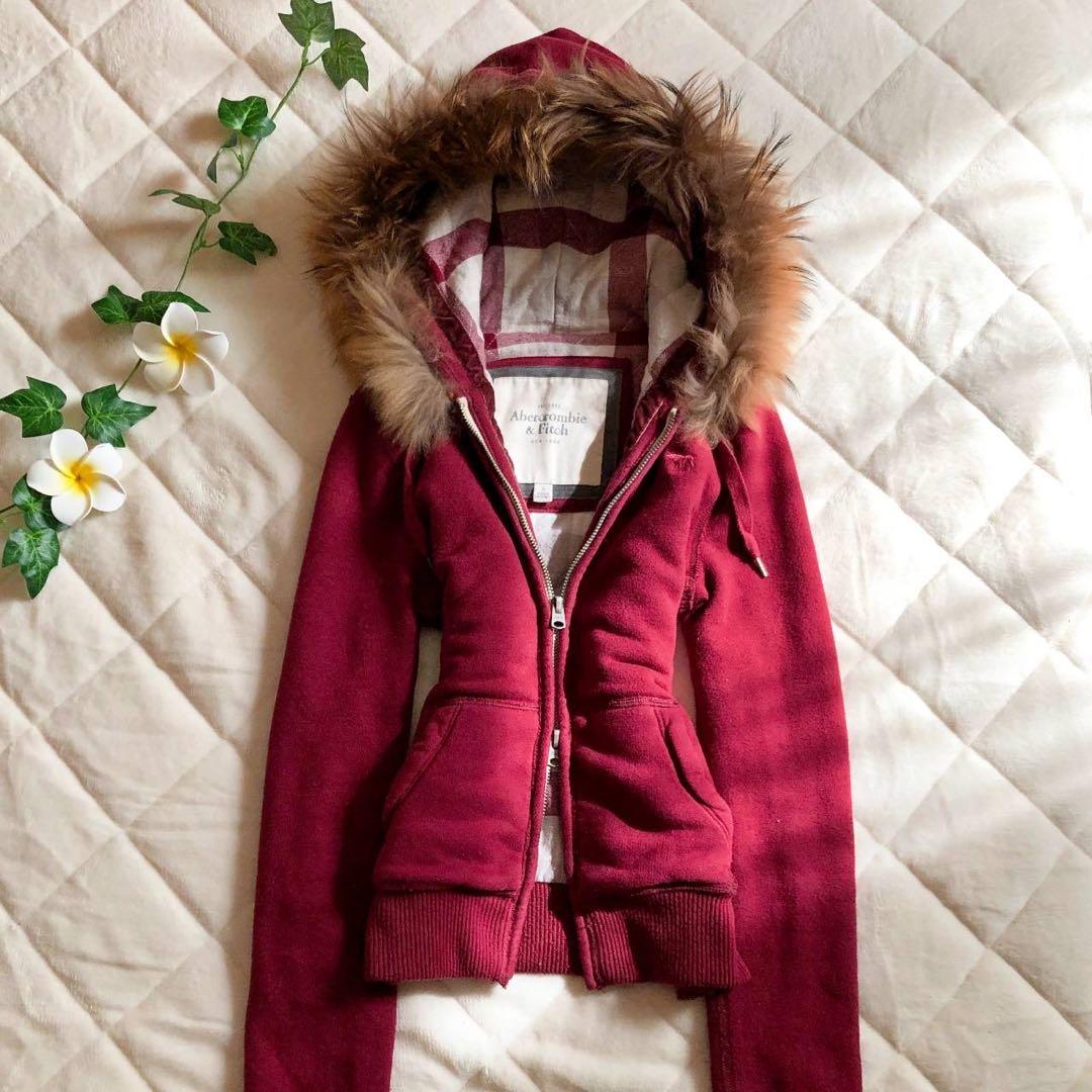 ❤️y2k アバクロ ファーダブルジップパーカー 海外ガール 平成ギャル