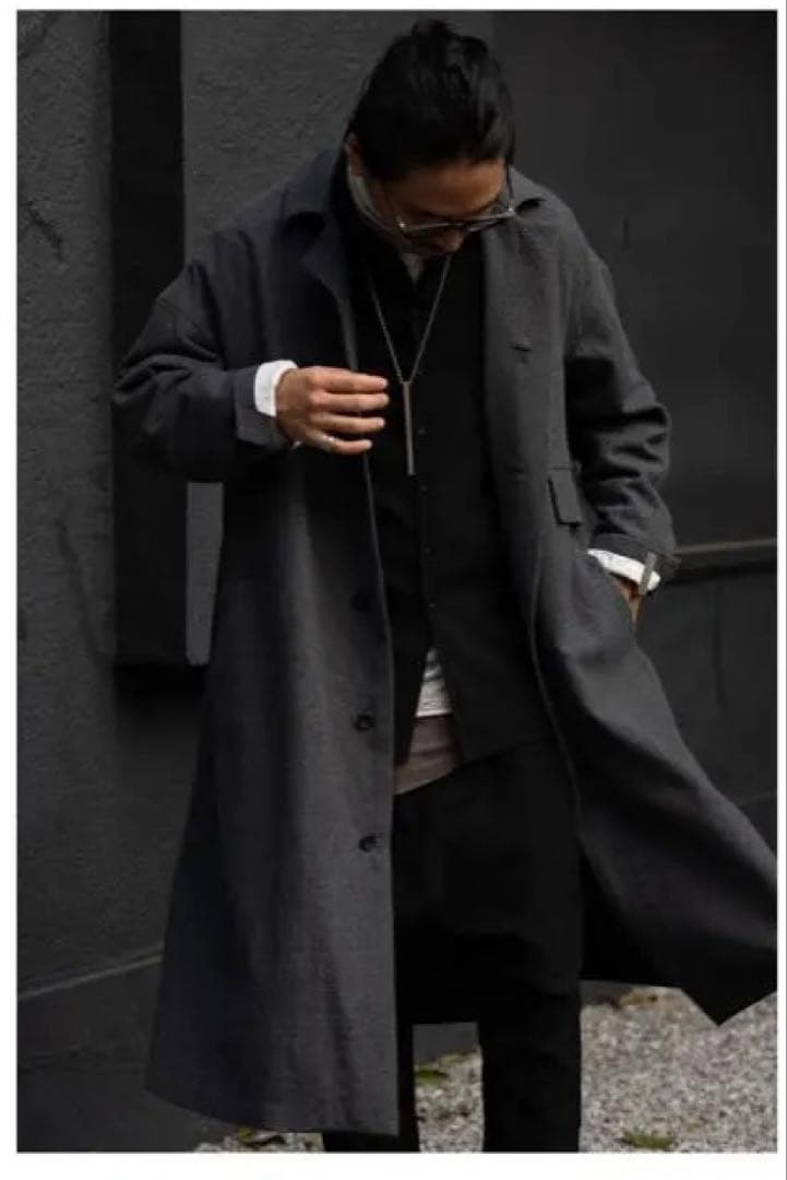 ジャケット・アウター Pry Back-Vent Washed-Serge Overcoat gray
