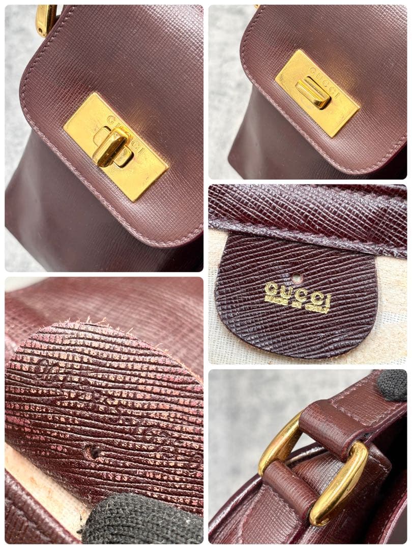 ✨美品✨GUCCI ボディバッグ ウエストポーチ　ターンロック レザー ボルドー