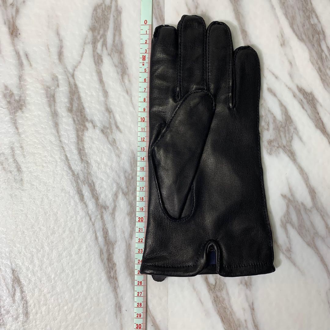 Brooks Brothers \"346\" レザーグローブ カシミア ブラック