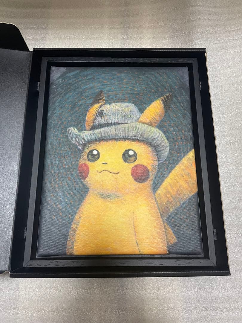 A.K.com　黒木枠フレーム　ゴッホピカチュウ　キャンバスアート