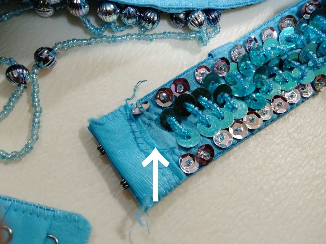 ベリーダンス衣装ブルー オリエンタル アームカバー付M-L水色