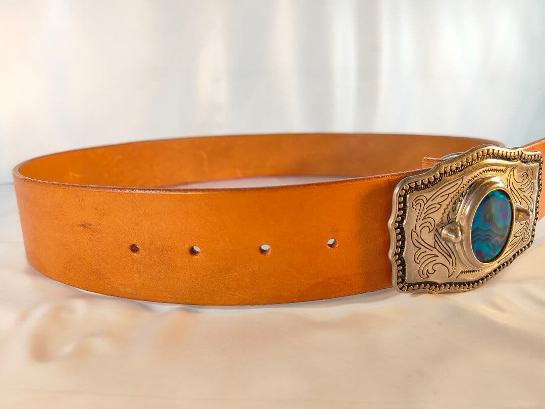 【新品未使用】USA製 正規品　高級厚本革ドレスベルト　シルバープレートバックル