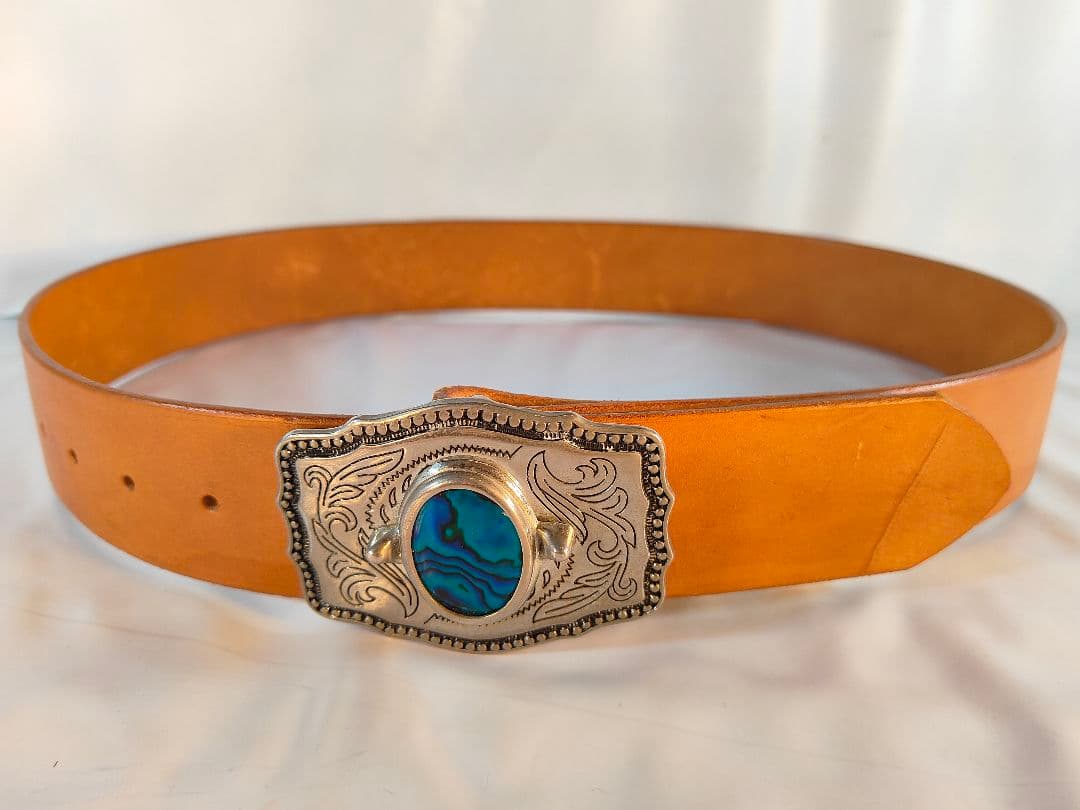 【新品未使用】USA製 正規品　高級厚本革ドレスベルト　シルバープレートバックル