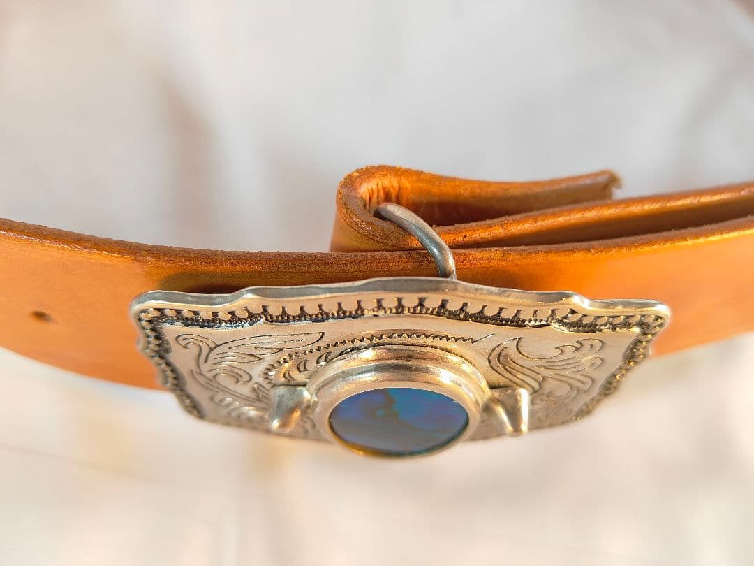 【新品未使用】USA製 正規品　高級厚本革ドレスベルト　シルバープレートバックル