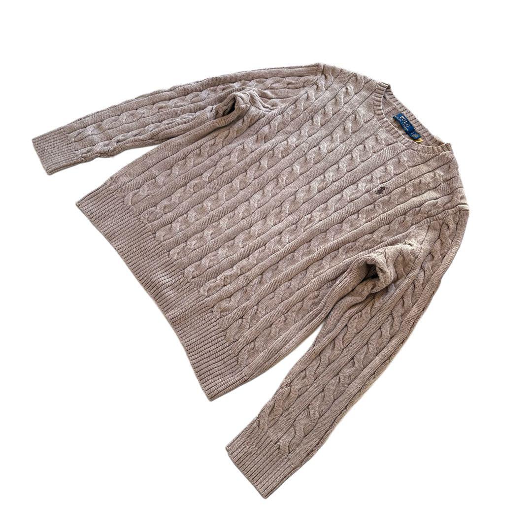 【極美品】POLO RALPH LAUREN ケーブルニット ブラウンポニー