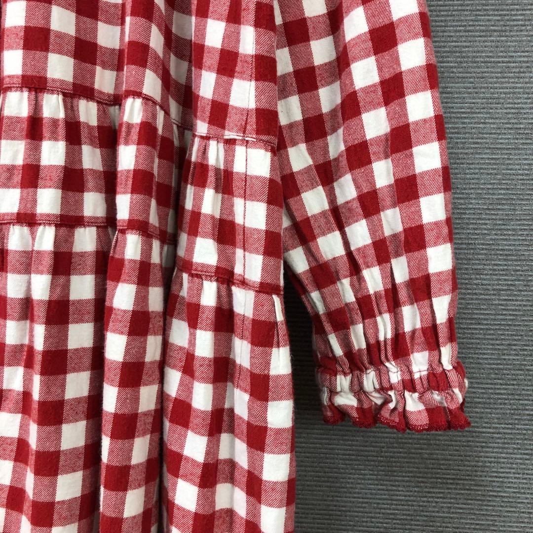 PINK HOUSE ギンガムチェック リボン ひざ丈ワンピース レッド