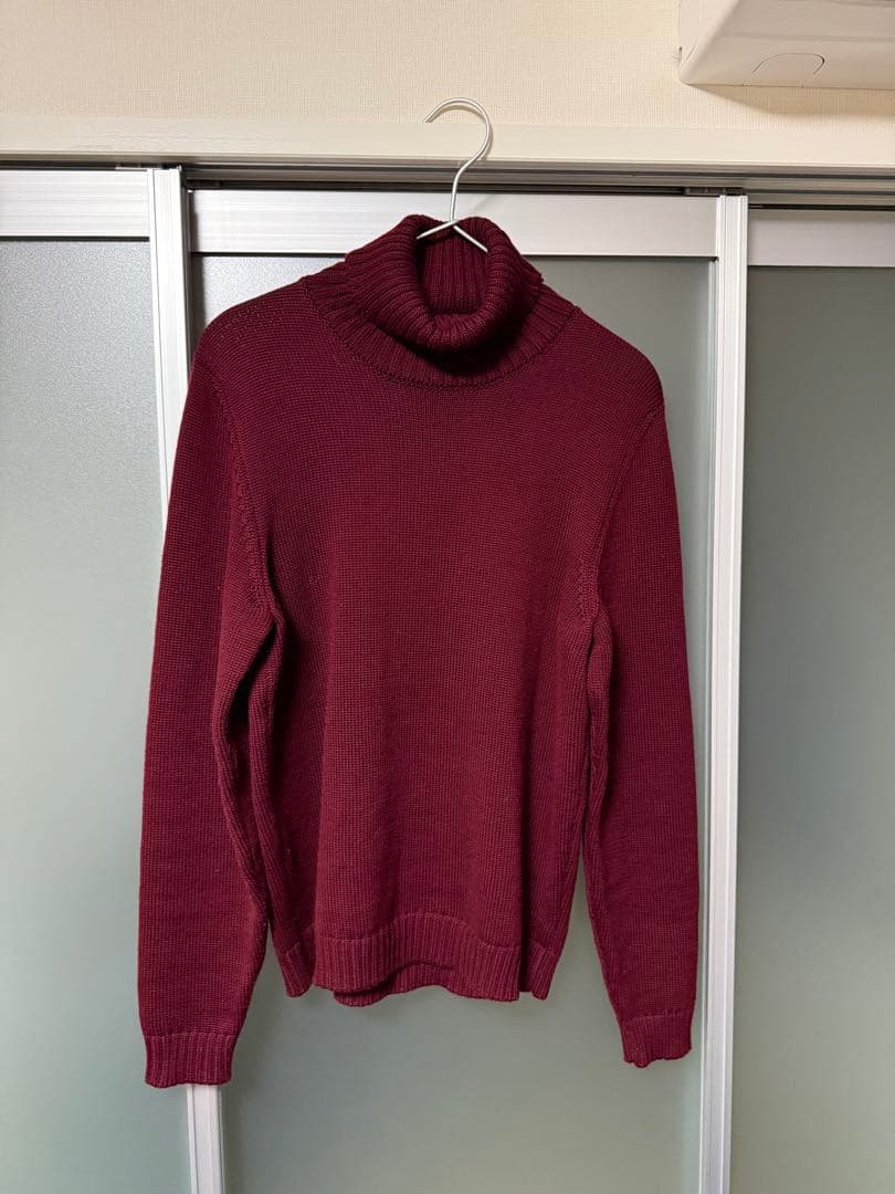 ザノーネ 5ゲージ　バーガンディ タートルネック ニット