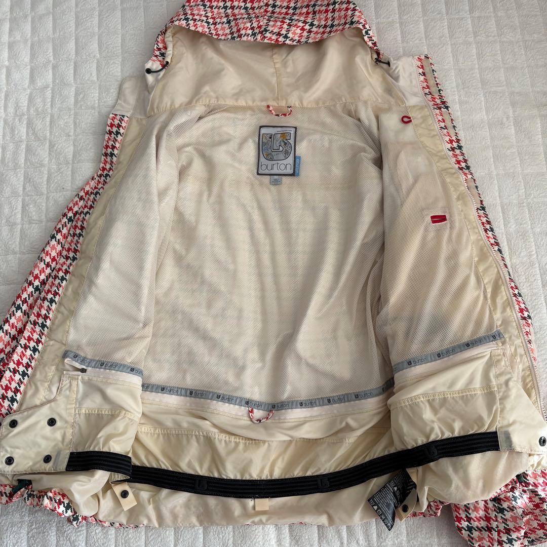 burton スノーウェエア レディース　上M　下S　白系チェックスノボースキー