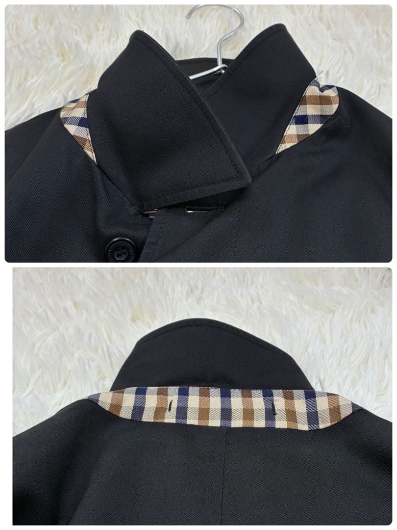 Aquascutum LONDON　ステンカラーコート　ブラック　イギリス製