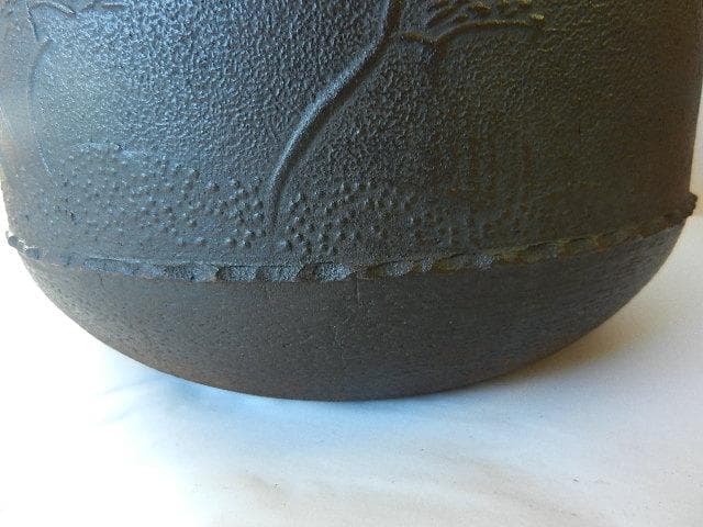 釜師「清光」作「浜松地紋 真形広口釜」 （高21．5㌢、口15㌢、胴