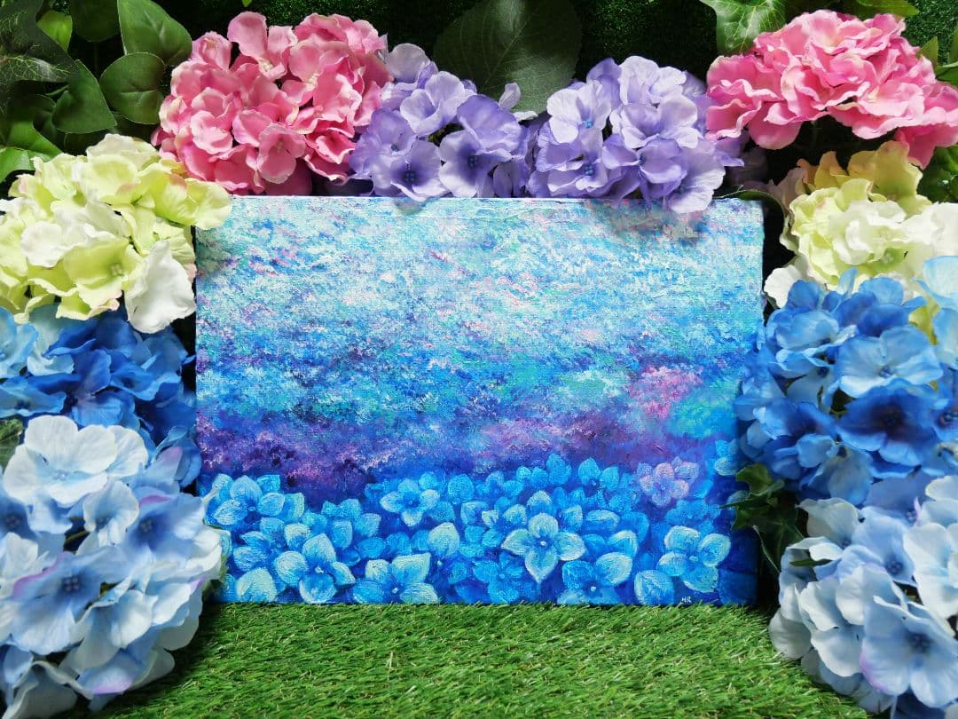 油絵 絵画 【紫陽花畑】