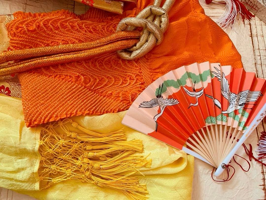 七五三　七歳の女の子の振袖コーディネート　ハーフ成人式にも　つくり帯草履バッグ