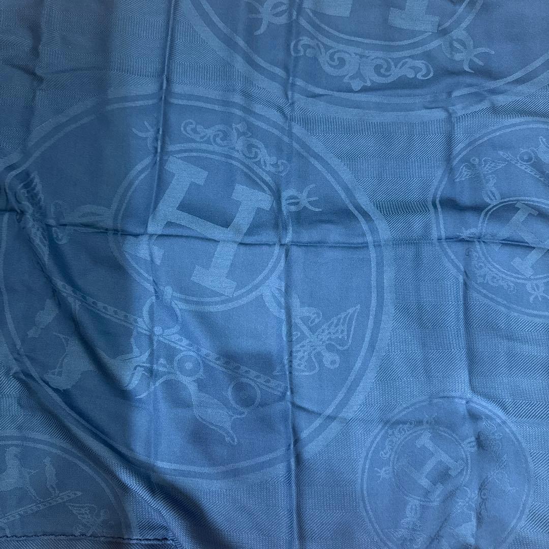 HERMES ブルー シルク ストール