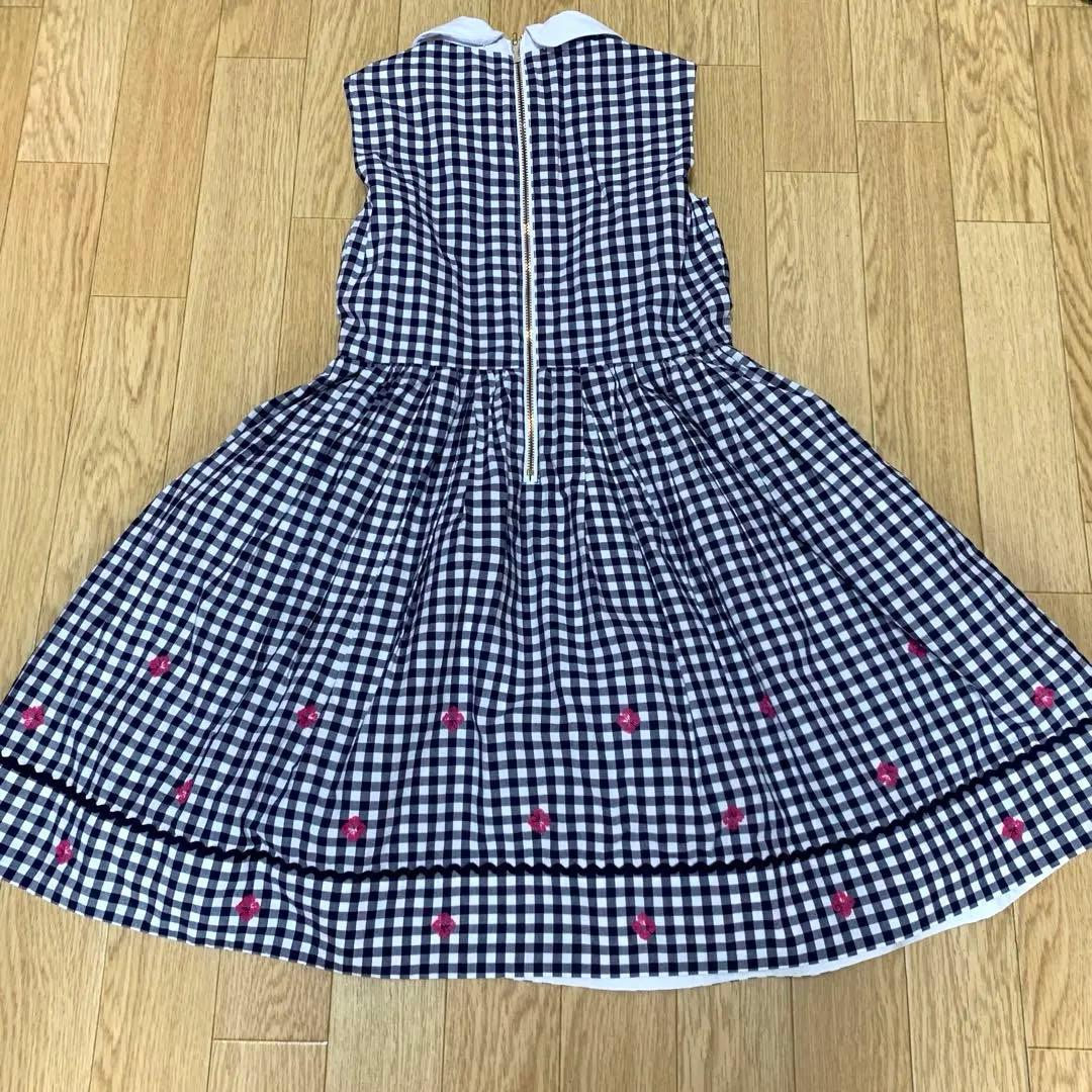 美品＊ケイトスペード＊ギンガムチェック柄ノースリーブワンピースドレス＊140