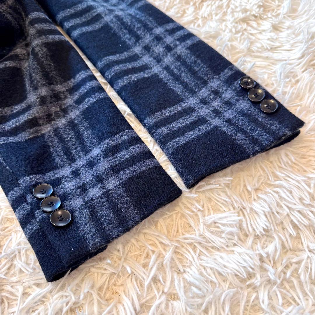 【はな様 現行タグ 極美品 】BOSS チェック チェスターコート 48 L 紺