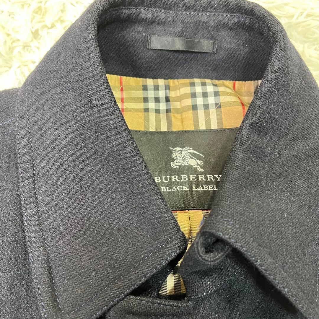 人気✨バーバリーブラックレーベル　中綿チェスターコート　ネイビー　羊毛混　M