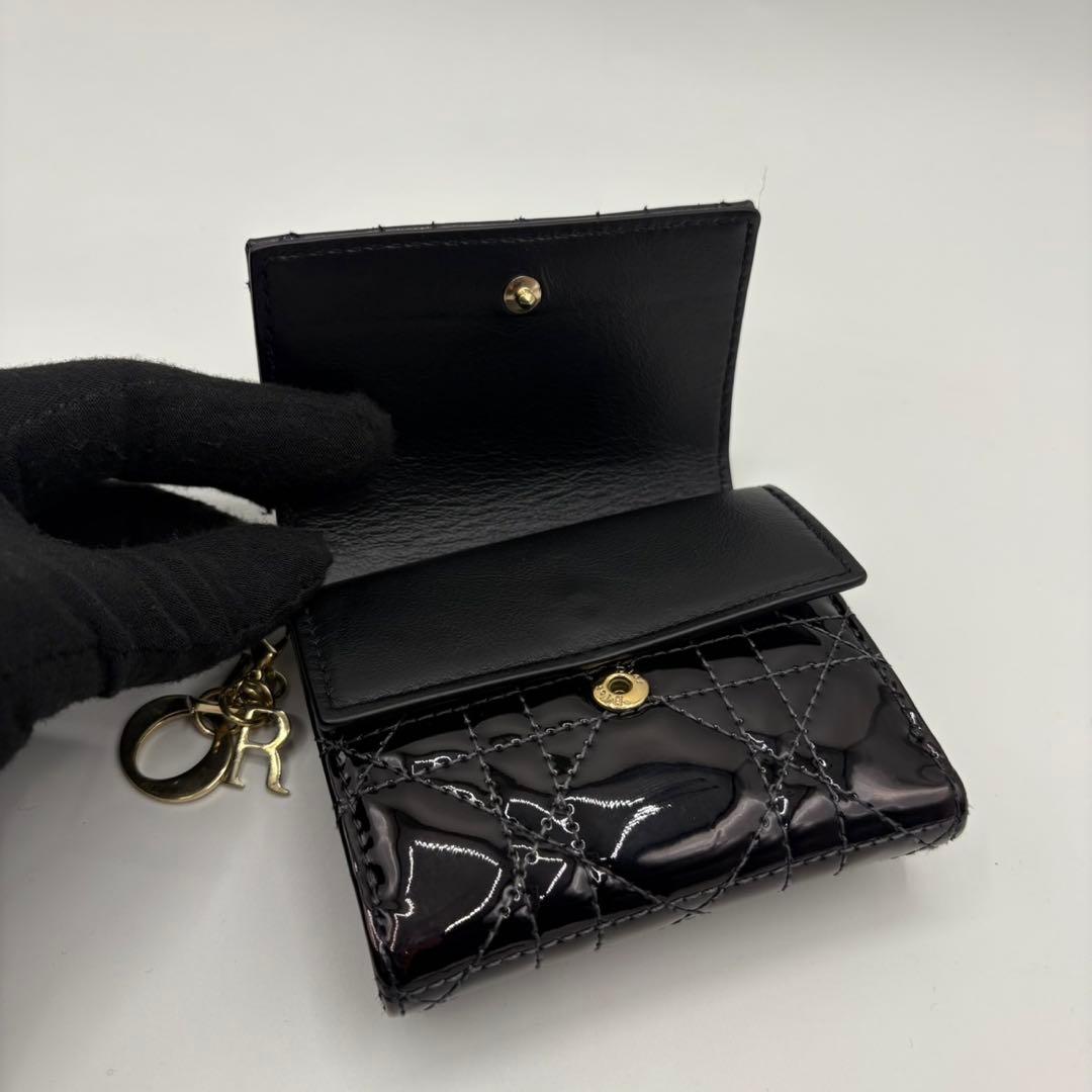 DIOR☆レディ ディオール☆エナメル☆ロータスウォレット☆カナージュ☆財布