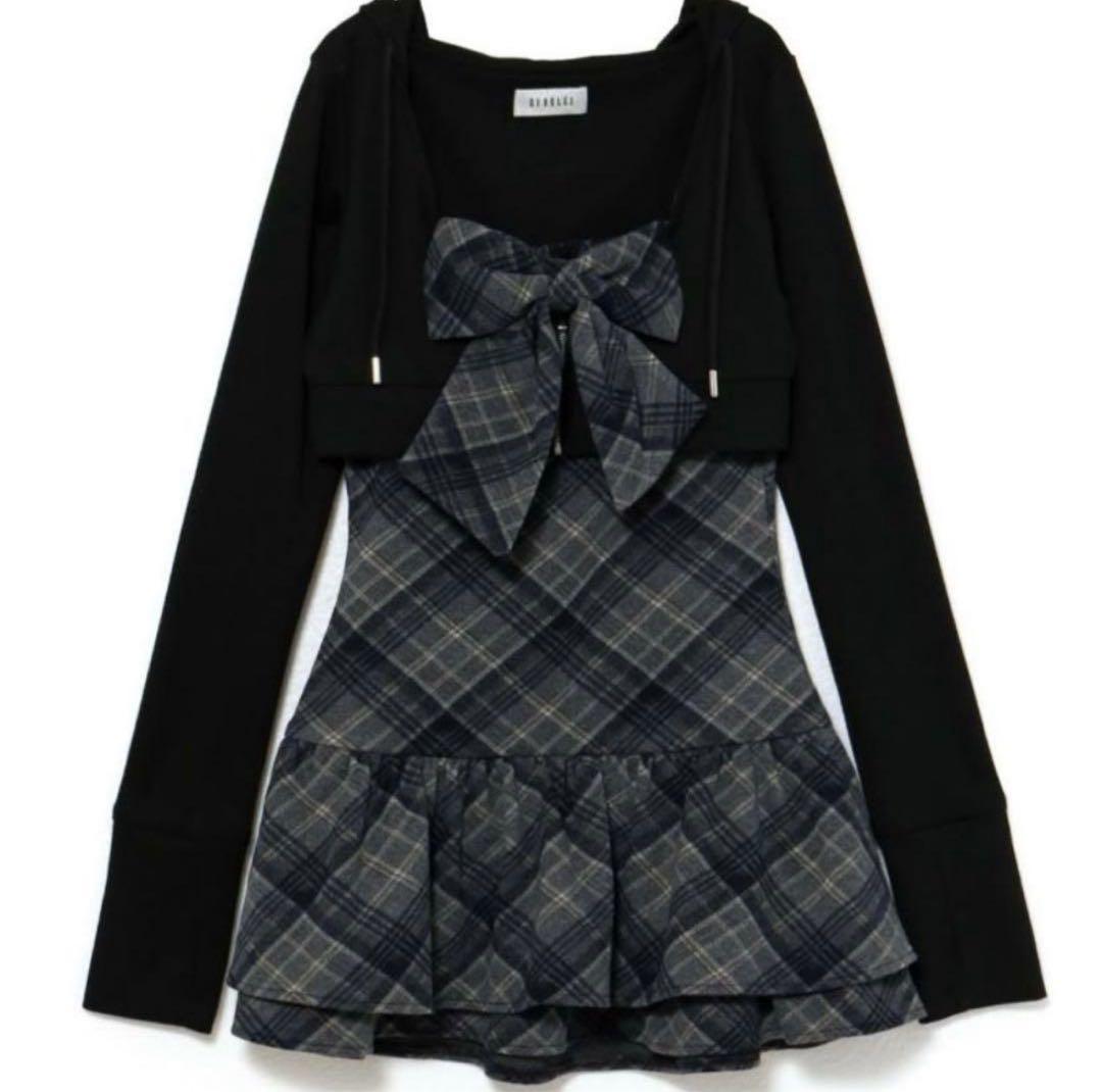 bubbles チェックパーカーワンピース ブラック - メルカリ